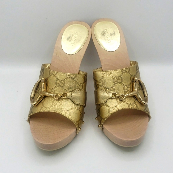Gucci clog size 9 1/2 NEW COLOR GOLD 100% AUTHENTIC